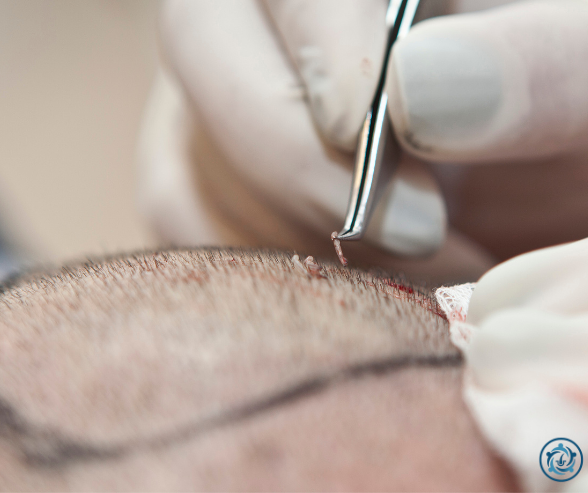 Doktor saçı dökülen adama saç ekimi yapıyor